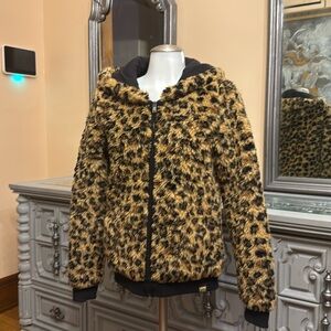 Pink Victoria’s secret cheetah print fuzzy zip up hoodie and Thick Jacket